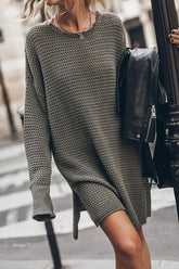 Everyday Beauty – Langärmliges Strickkleid mit Seitenschlitz – 3 Farben